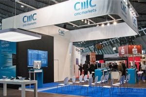 Der Wegbereiter des CFD-Handels in Deutschland, CMC Markets, mit einer professionellen Bühne für Präsentationen der Handelssoftware und Vorträge von Profi-Tradern. Ein paar Minuten später waren alle Plätze besetzt!